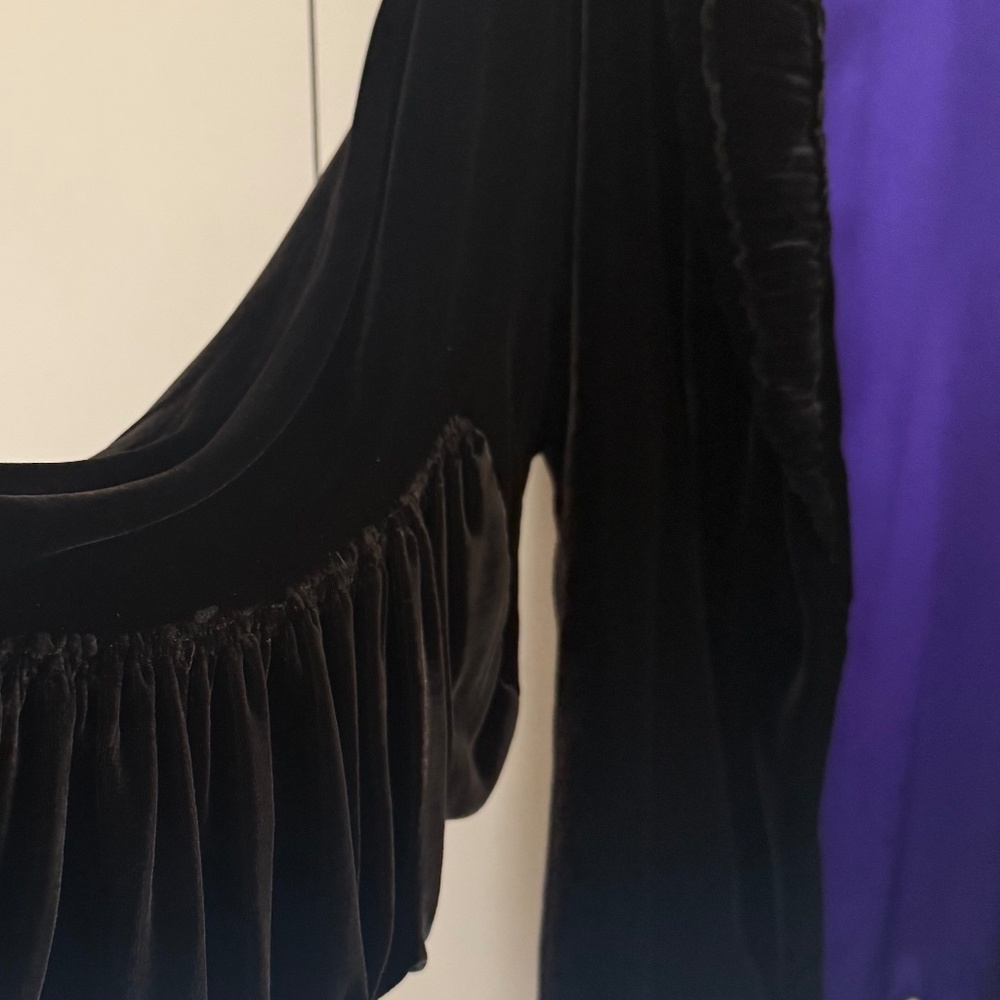1930's blk & puple silk velvet evening coat, sz 10-12